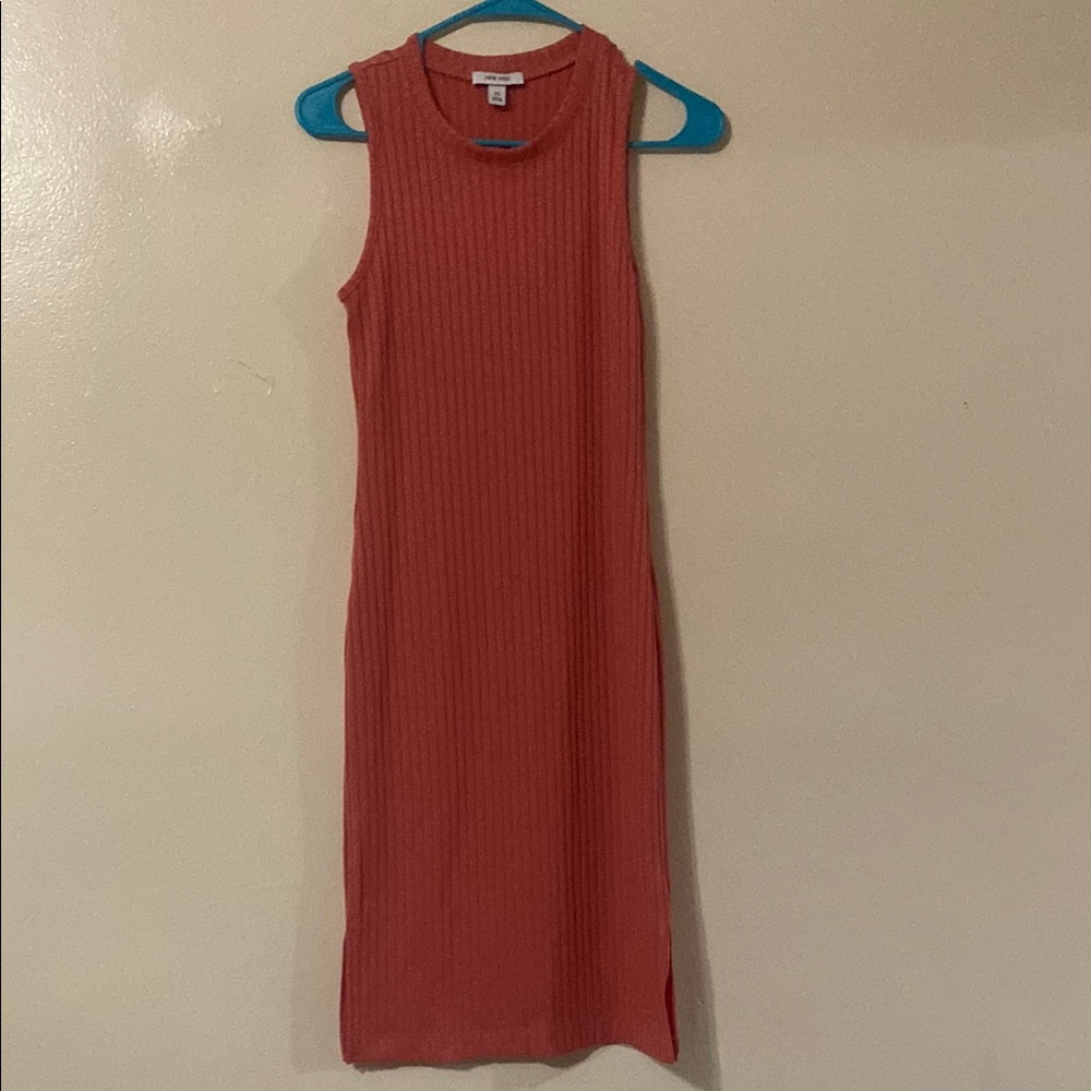 Nine West Orange Sleeveless Sheath Midi Dress